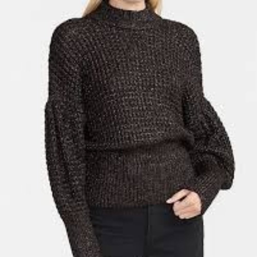 EXPRESS BLACK AND SILVER BALLOON SLEEVE SWEATER SZ M